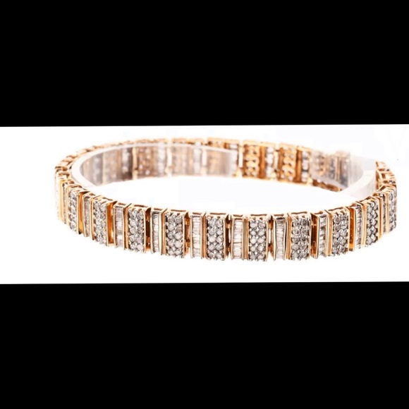 6.44 cttws GENUINE DIAMOND 10K GOLD BRACELET - Picture 14 of 16